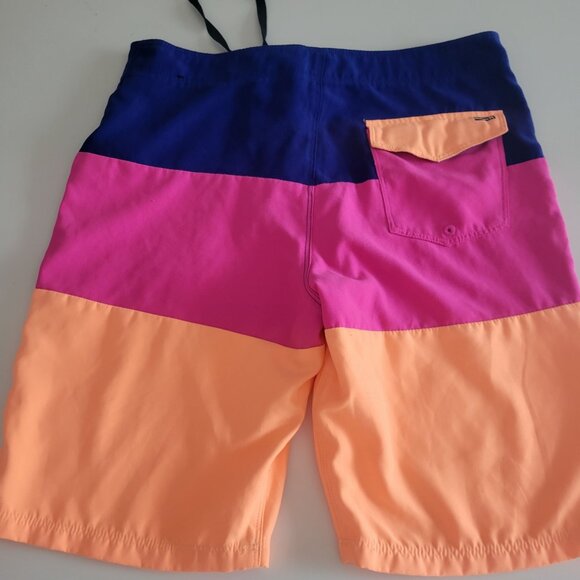 Hurley Boys' Multi-Color Swim Trunks Size 16/28 Bright Pink Orange Drawstring - Picture 8 of 15